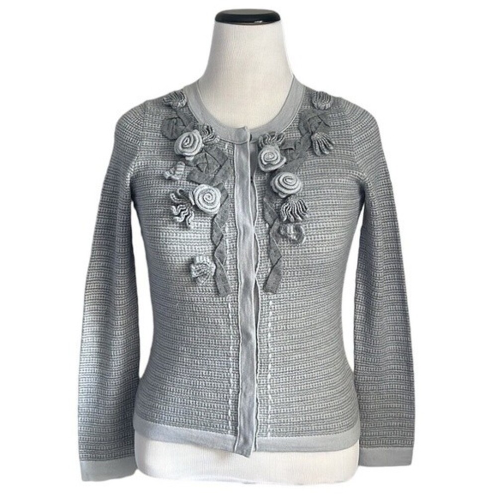 Banana Republic Grey Lightweight Snap Up Wool Women's Cardigan SZ S